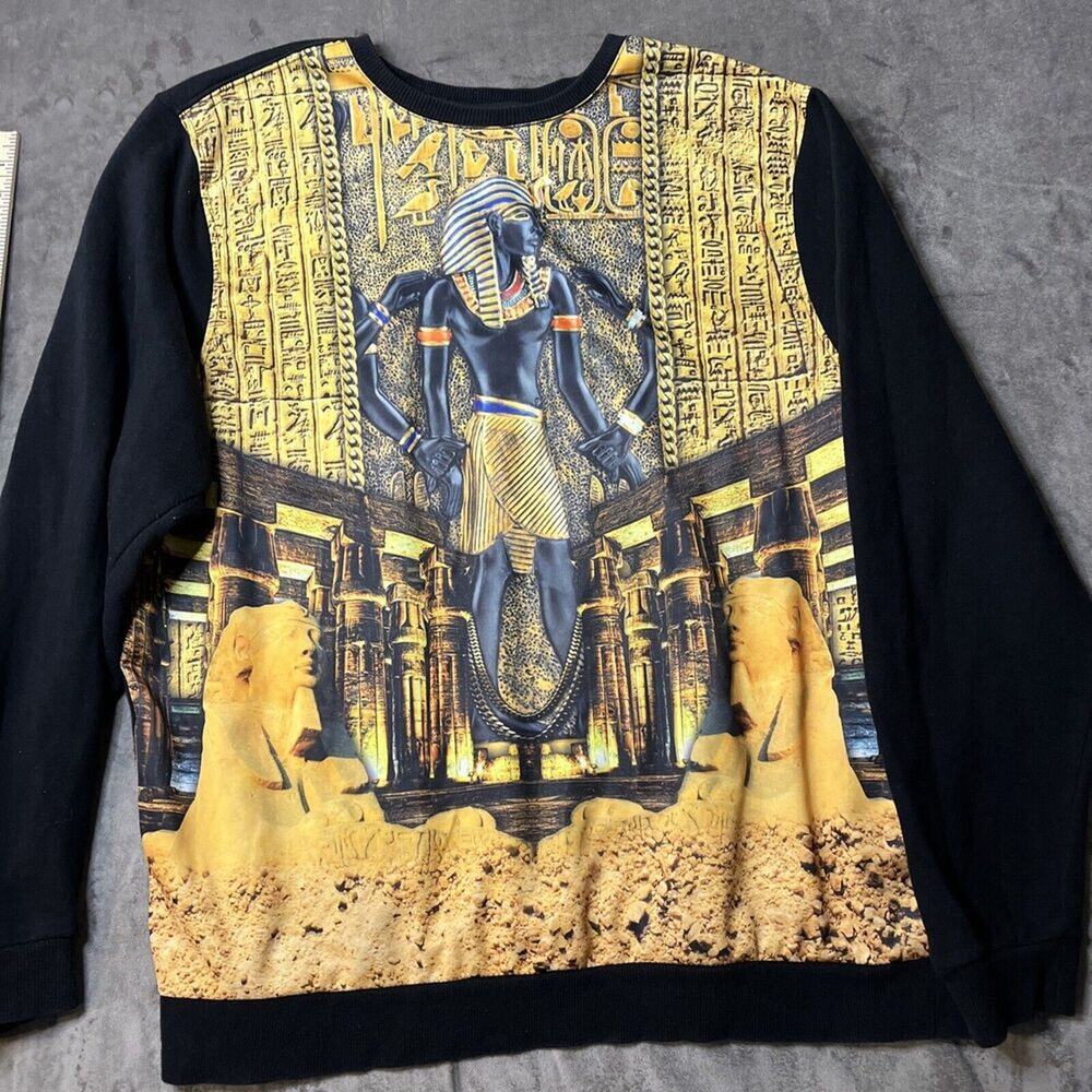 VTG Akademiks Sweatshirt Mens XXL Egyptian‎ Big Print Black Pullover Y2K